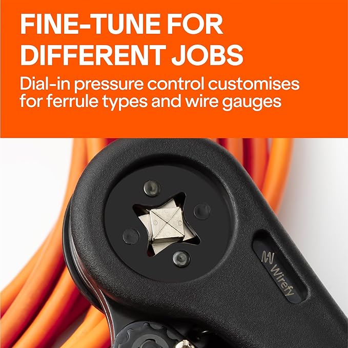 Wirefy Ratcheting Ferrule Crimping Tool | Adjustable Hand Crimper for Wire Ferrules & Terminals (28–7 AWG / 0.08–10 mm²) | Ergonomic Non-Slip Handle for Professional Electrical Work