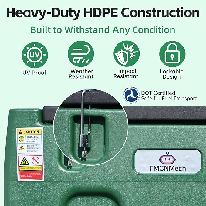 40 Gallon Portable Fuel Transfer Tank with 12V Electric Pump, 3.7 GPM Flow Rate HDPE Fuel Container with Wheels, Gasoline Diesel Kerosene Fuel Storage Tank for Farm, Truck, Boat, and Construction Use