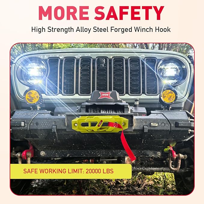 Winch Fairlead with Tow Hook,7075 Aluminum Hawse Fairlead with High Strength Alloy Steel Forged Winch Hook, 20000lb Winch Fairlead Hook (Green)