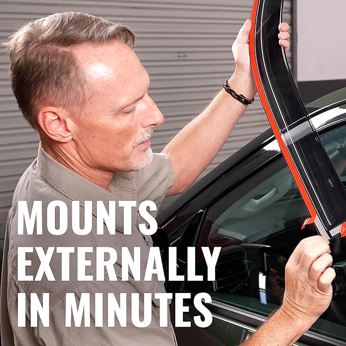 Auto Ventshade [AVS] Outside Mount Rain Guards For 2007 - 2021 Toyota Tundra DOUBLE/EXT CAB ONLY | Window Vent Visors, 4 pcs. - Smoke | 94761