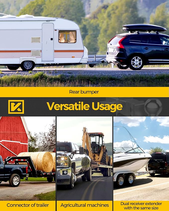 KYX Adjustable Trailer Hitch-Drop Hitch 8" Drop/Rise for 2.5" Receiver, 18500 lbs GTW Heavy Duty Towing Ball Mount with 2" and 2-5/16" Hitch Balls, Anti-Theft Locking Pin, Aluminum Truck Tow Hitches