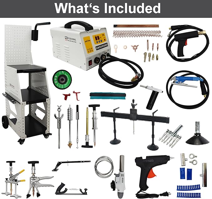 TECHTONGDA Spot Weld Dent Puller Repair Removal Kit for Steel Auto Body Dent Puller for Cars Sheet Metal Repair with Shelf 220V