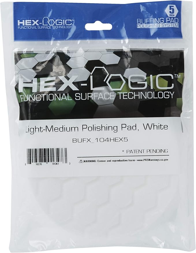 Chemical Guys BUFX_104_HEX5 Hex-Logic Light-Medium Polishing Pad, White, 5.5" Pad Made for 5" Backing Plates, 1 Pad Includeded