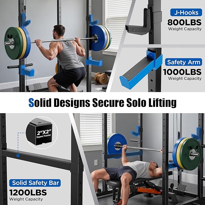 Sportsroyals Power Cage,1600lbs Multi-Function Power Rack with Adjustable Cable Crossover System and More Training Attachment, Weight Cage for Home Gym