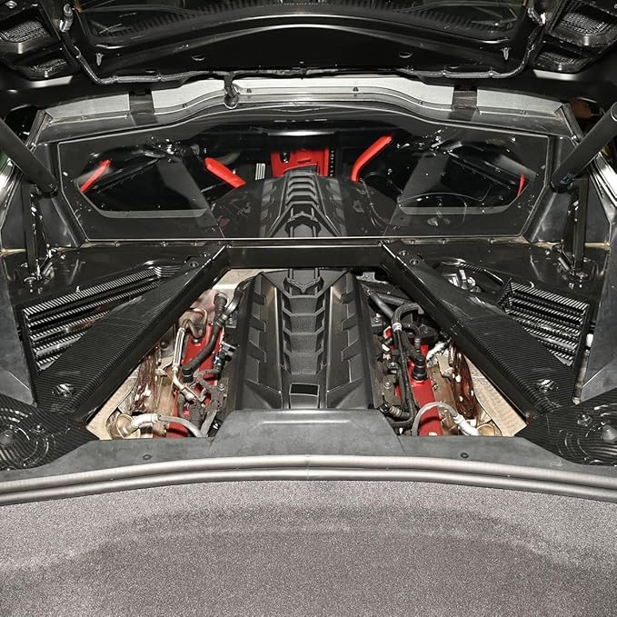 2Pcs Engine Bay Panel Cover,Real Carbon Fiber Rear Engine Covers Left Right Engine Case Guards Protector Compartment Filler Covers for Corvette C8 Stingray 2020+ for C8 Z06 2023+