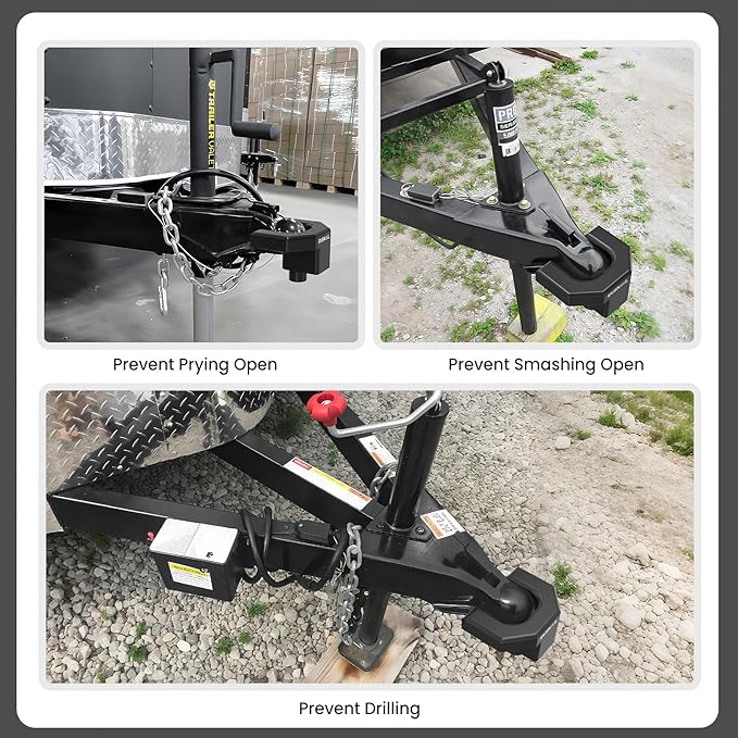 Trailer Hitch Locks Kit - Heavy-Duty Hitch Lock for 2" Couplers with Straight Lips, Anti-Theft Steel Core Lock with Keys for RV, Camper, Trailer, Boat, Caravan