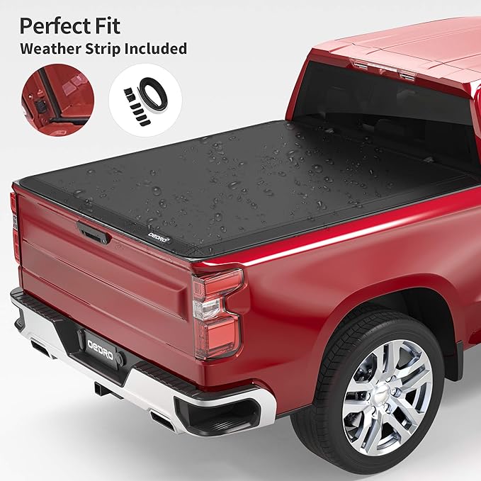 oEdRo Soft Tri-Fold Truck Bed Tonneau Cover Compatible with Dodge Ram 1500 2002-2025 (Inclu. Classic & New), Fit for Dodge Ram 2500 3500 2003-2025, Fleetside 6.4 Ft Bed w/o Ram Box