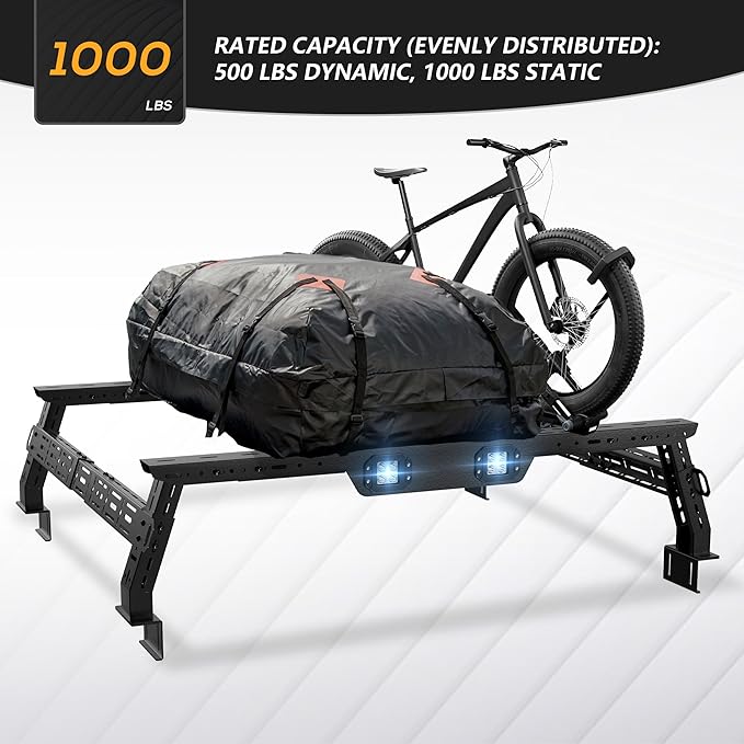 Adjustable 11-13" High Bed Racks Truck Cargo Carrier Compatible with Tacoma/Ram 1500/ Tundra/Silverado & Sierra 1500/ F150/ Gladiator JT/Titan/Frontier/Canyon/Ranger