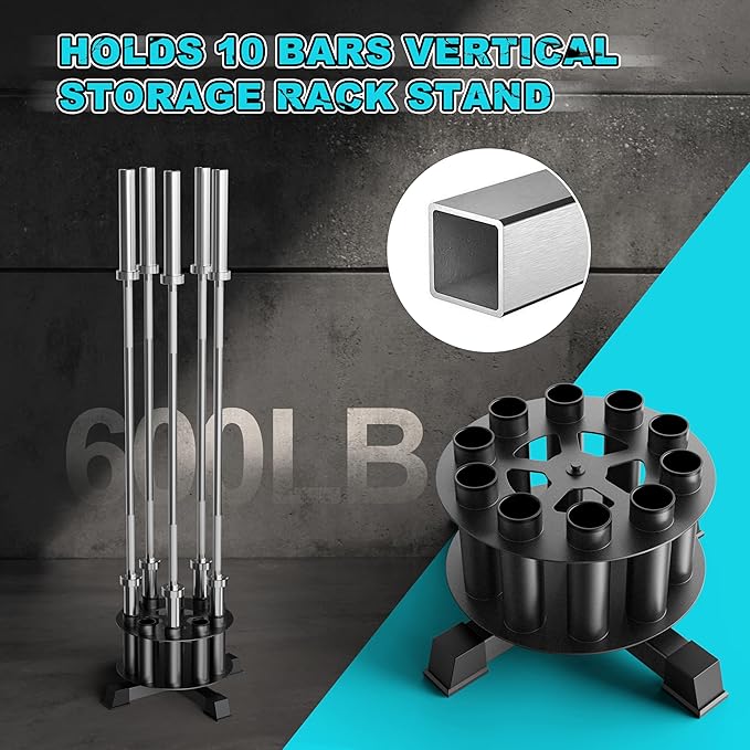 Vertical Barbell Holder : Rotatable Barbell Holder Floor Stand, Heavy Duty Barbell Rack Stand Fit 2-Inch Olympic Bars, Curl Bars, Triceps Bars Home Gym Organizer Barbell Storage