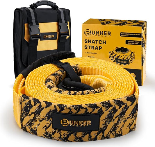 BUNKER INDUST Heavy Duty Tow Strap with Bag Recovery Kit, 3" x 20ft Tree Saver Winch Strap 35,000 lbs Recovery Straps - Emergency Vehicle Off Road Towing Rope
