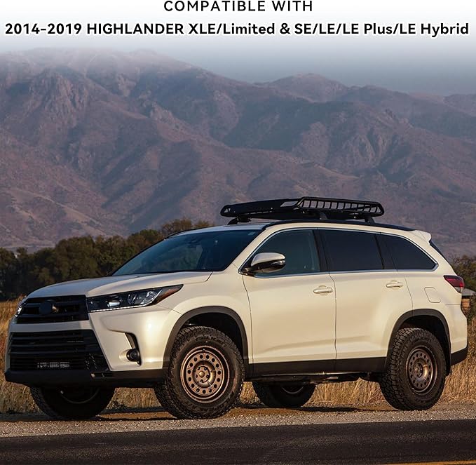 220Lbs Roof Rack Crossbars for 2014-2019 Highlander XLE Limited & SE LE & LE Plus with Anti-Theft Lock, Heavy Duty Aluminum Anti-Corrosion Cross Bar Fit Luggage Luggage Kayaks Bicycles Snowboard