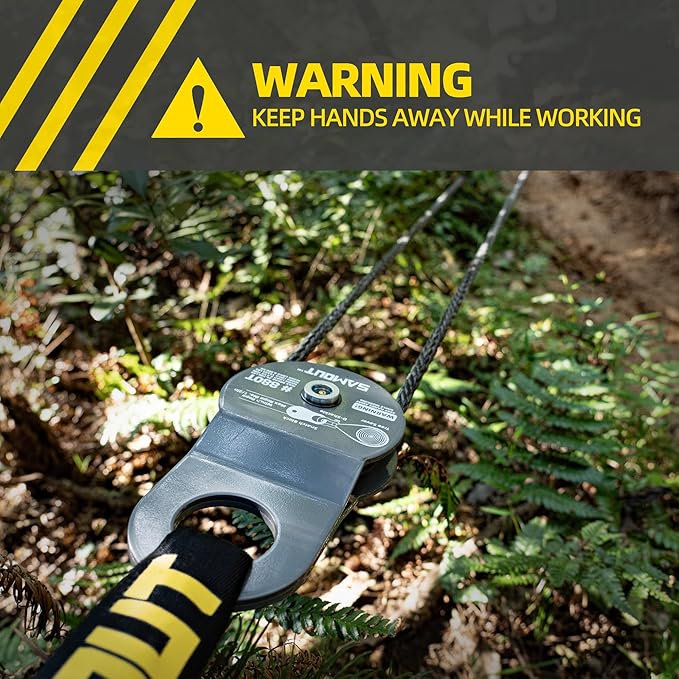 Winch Snatch Block (8.8 US Ton WLL) Recovery Towing Pulley System for Synthetic Rope or Steel Cable with Max Dia. 1/2in