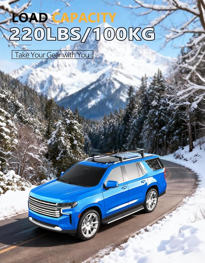 Tuyoung Roof Rack Cross Bars Compatible with 2021 2022 2023 2024 2025 2026 Chevy Tahoe & Suburban, GMC Yukon XL, Cadillac Escalade ESV, Chevrolet Lockable 220lb Aluminum Black Crossbar Carrier Luggage