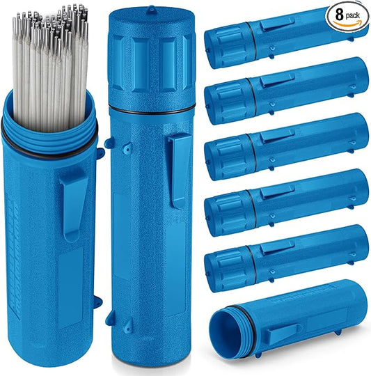 Zonon 8 Pcs Welding Rod Holder Stick Welding Electrode Rod Storage Tube 14 Inch Rod Storage Container Airproof Welding Rod Holder Waterproof Storage Canister for Welding Rod (Blue)