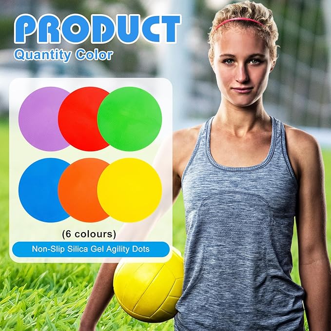 9 inch Spot Markers Flat Field Cones, Non Slip Rubber Agility Markers Flat Field Cones for Soccer Basketball Sports Speed Agility Training （30 pcs）