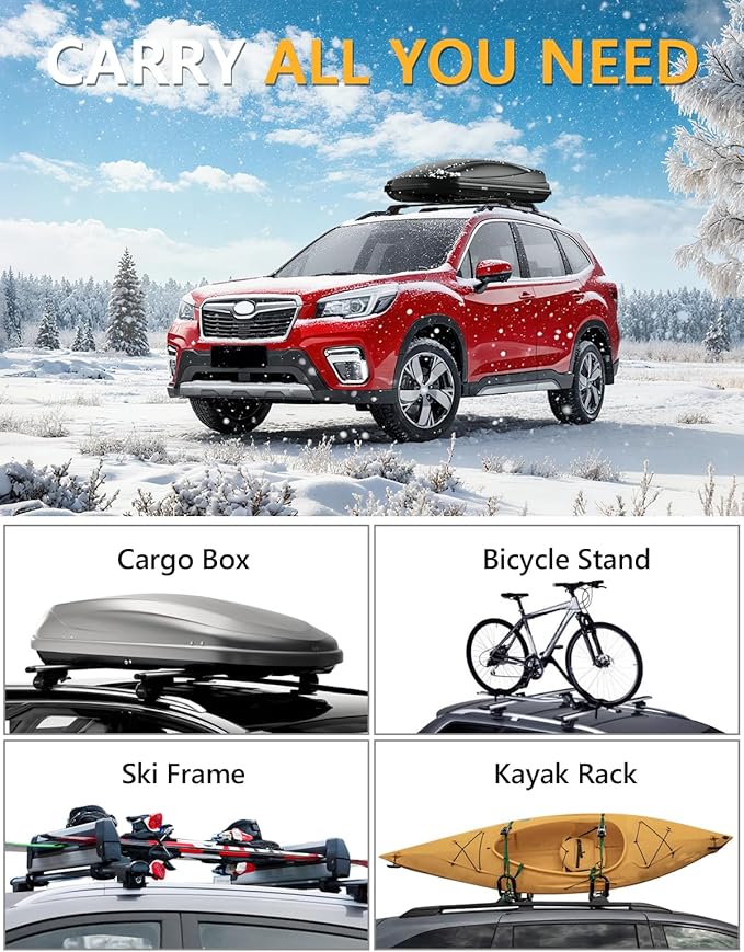 Tuyoung 330lbs Heavy Duty Roof Rack Cross Bars Compatible with Subaru Forester 2014-2026 (Not for Wilderness), Lockable All Aluminum Anti-Theft Roof Rails Crossbars Rooftop Luggage Kayak Accessories