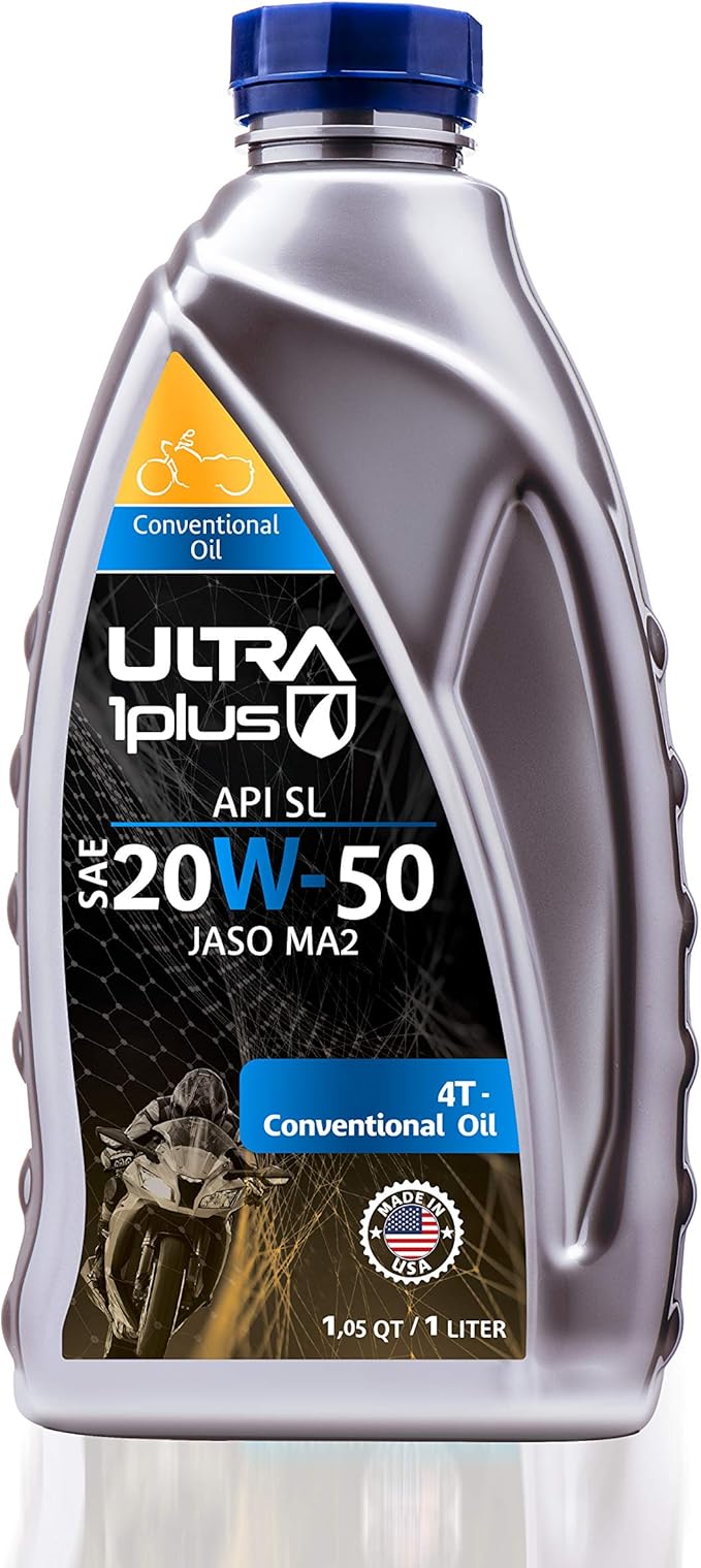 ULTRA 1PLUS 4T 20W-50 Conventional Motorcycle Oil API SL JASO MA2-20W50 Motor Oil, 12 Quarts