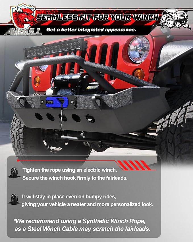 Winch Fairlead with Tow Hook, Aluminum Hawse Fairlead with Grade 80 Forged Steel Winch Hook, 33000lb Break Strength Winch Fairlead Hook Set for Off-Road Vehicle Recovery, BlackBlue