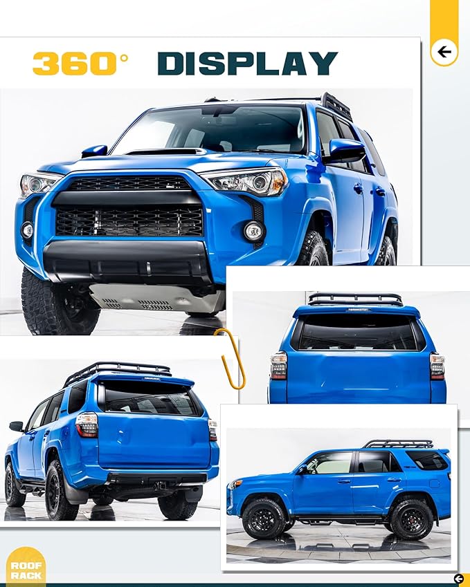 Heavy Duty Roof Rack Basket Fit for Toyota 4Runner 2010-2024 Cargo Carrier Rooftop Luggage Rack Cargo Carrier Extra Bar for Outdoors Gear Travel Bike Kayak Snowboard