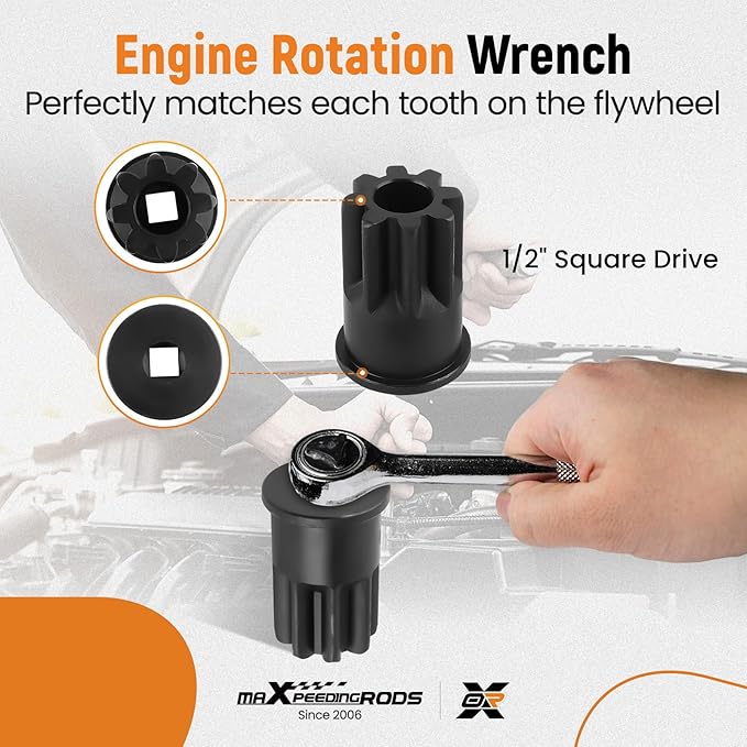 maXpeedingrods J-42083 Automatic Timing Pin & 9U-7227 Injector Height Adjustment Gauge Tool & Engine Barring Socket for Caterpillar CAT 3406E C-15 C-16, (3 PCS)