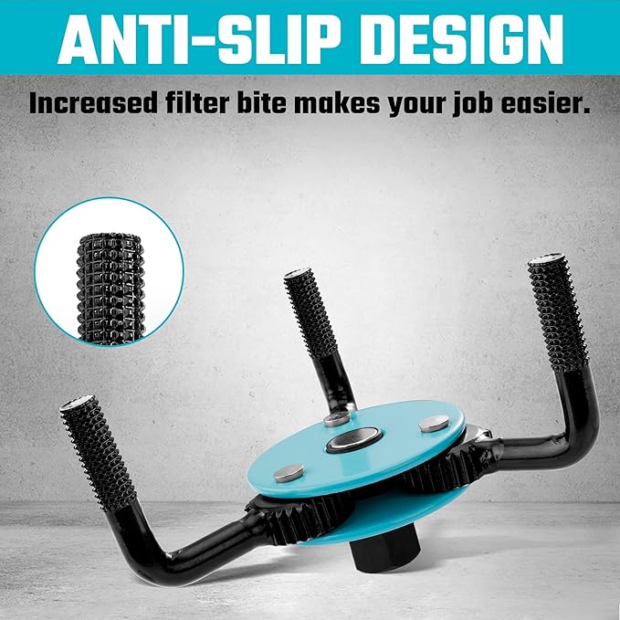 DURATECH Adjustable Oil Filter Wrench, Magnetic 3-Jaw Oil Filter Removal Tool, Large Sizes from 3" to 5.51"(76mm to 140mm), Ideal for Cars, Trucks, Tractor