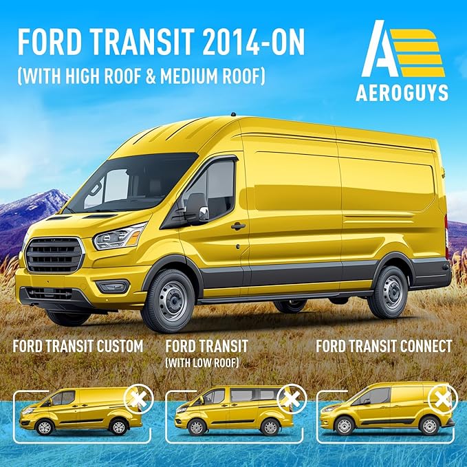 Extra Durable Window Deflectors Tape-On Window Visors Rain Guards Fit for Ford Transit 2014-2026, Sun Visors, Wind Vent for Shades, Exterior Car Accessories - 2pcs. AG0875