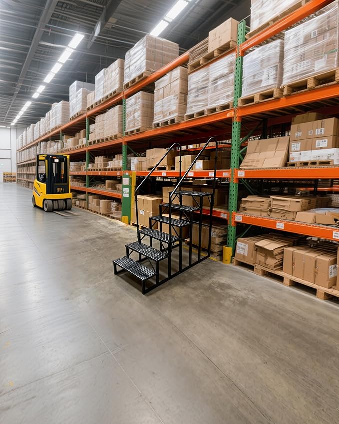 RV Steps with 2 Handrails｜6 Step RV Stairs with Handrail｜Update 3.0 Outdoor RV Ladders with Anti-Slip Pedals｜Mobile Home Stairs for Travel Trailers｜Heavy Duty Hot Tub Steps for Porch, Spa