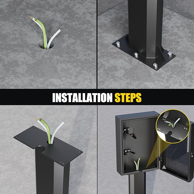 EV Charger Pedestal, Outdoor EV Charger Stand, Pedestal for Charging Station, Applicable to All Charging Case Styles, Floor Mounted, All Weather, Electric Vehicle Pile, Silver-Gray