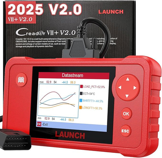 LAUNCH Creader VII+ V2.0 OBD2 Scanner, 2025 New Engine/Transmission/ABS/SRS Diagnostic Scan Tool With Oil Reset/Throttle Adaption/SAS Relearn, Check Engine Code Reader, Full OBD2, Lifetime Free Update