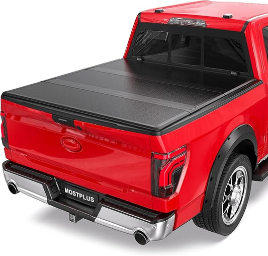 MOSTPLUS Tri Fold Fiberglass Truck Bed Tonneau Cover Compatible with 2009-2014 Ford F150 F-150 (Excl. Raptor Series) Styleside 5.5 FT-66 inch Bed