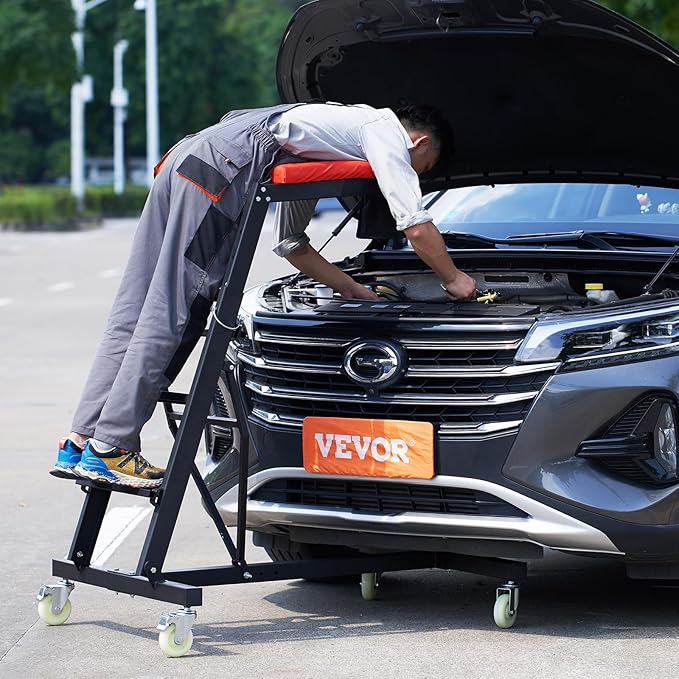 VEVOR Top Automotive Creeper, with Adjustable Height 45.7" to 66.3", 400 LBS Capacity High Creeper, 4 Swivel Caster Wheels, Heavy Duty Foldable Creeper for Auto Repair and Maintenance