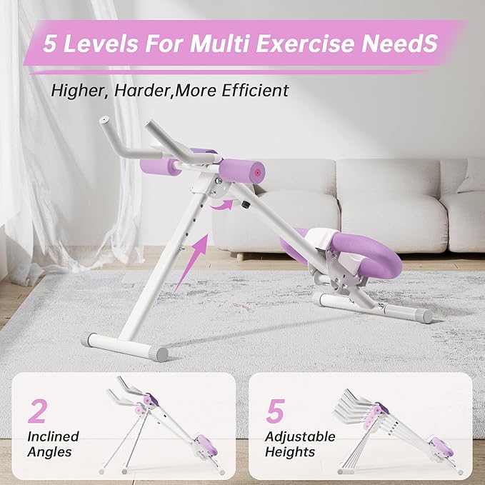 Abdominal Machine Ab Workout Equipment Adjustable for Home Gym Ab Machine Exercise Equipment bwith LCD Monitor