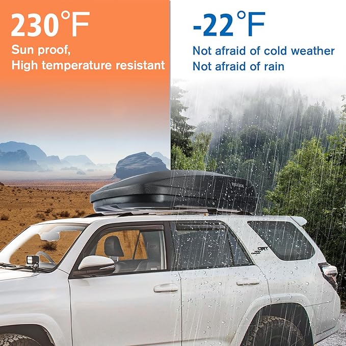 56.3" L Hard Shell Roof Black Rooftop Cargo Box Carrier Large 13 Cubic Feet Car Top Mount Travel Luggage Storage,Dual Side Opening,Waterproof Storage Box Diamond Pattern