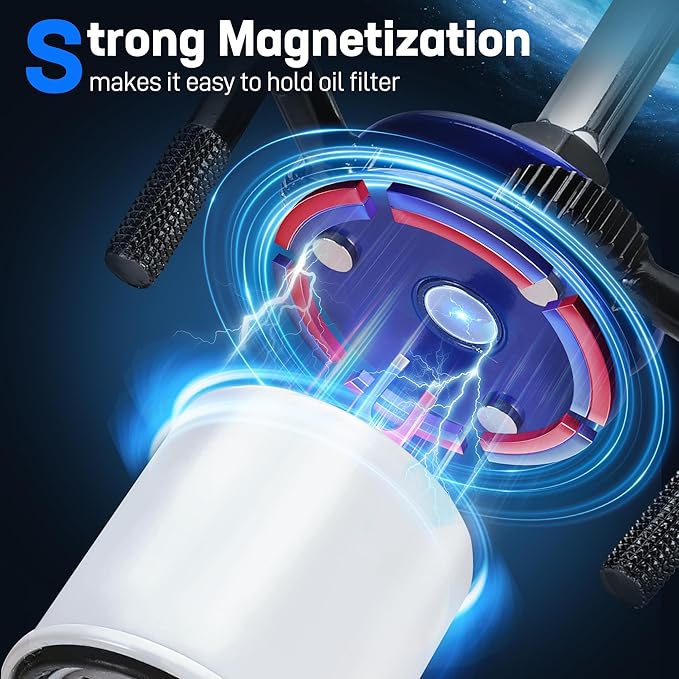 WORKPRO Magnetic Adjustable Oil Filter Wrench, Universal 3-Jaw Removal Tool 3"–5" (76–130mm), Auto Lock Design, Heavy Duty Oil Filter Wrench for Car, Truck, SUV, Motorcycle Oil Changes