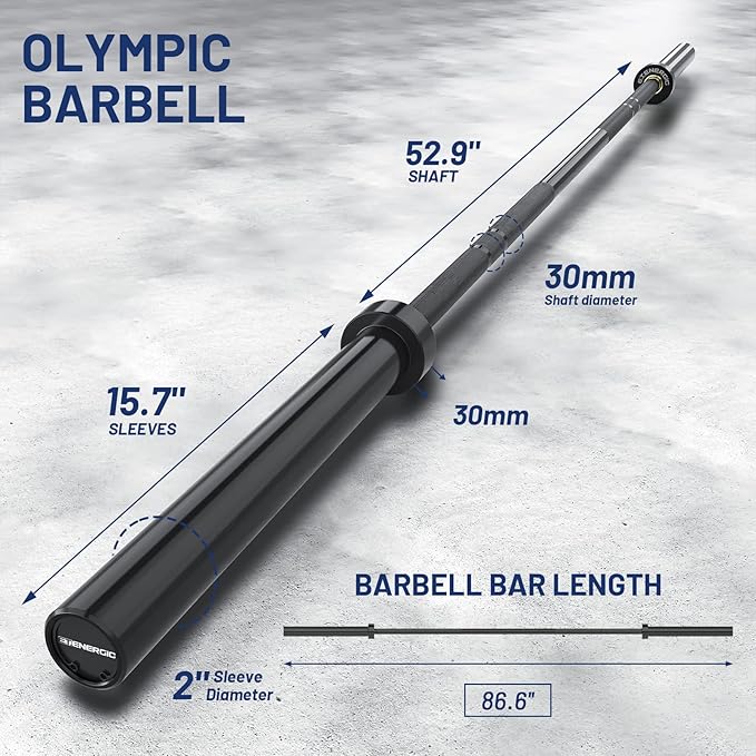 7ft Olympic Barbell 40LB Bar Load 700lbs Capacity Available Men's Barbell with Hard Chrome Sleeves for 2" Olympic Plates, 2 Inch Barbell Bar for Squats, Deadlifts, Presses, Rows and Curls