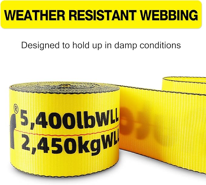 4" x30' Winch Straps with Flat Hook Flatbed Tie Downs Truck Straps 5,400lbs Load Capacity Cargo Control for Flatbeds, Trucks, Trailers, Farms, Rescues, Tree Saver, Yellow(10 Pack)