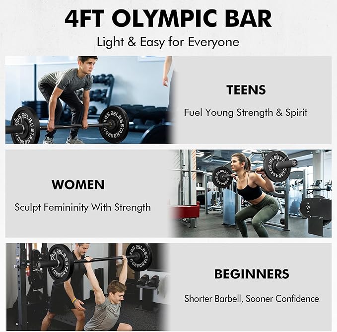 Mikolo 7ft Olympic Barbell, Barbell for Weightlifting and Powerlifting 45lb, Olympic Bar for 1500lbs Capacity, Weight Bar Fit 2” Standard Weights