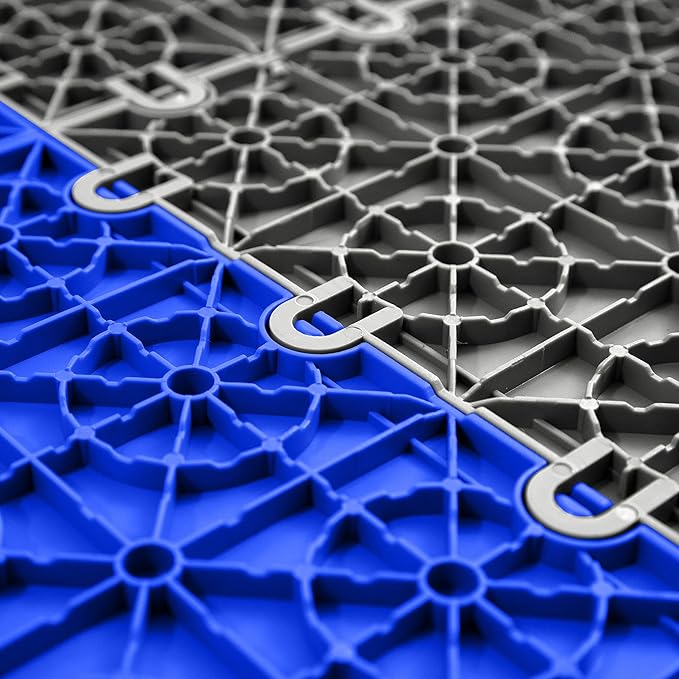 FlooringInc's Nitro 12"x12" Snap-Together Garage Flooring Tiles, Non-Slip Interlocking Plastic Garage Floor Mat, Garage Organization & Garage Storage, Diamond Pattern, Shelby Blue, 52 Tiles, 52 Sq/Ft