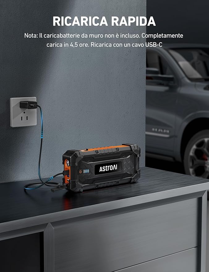 AstroAI S8 Ultra 4000A Car Jump Starter, Jump Box up to All Gas Engines & 12L Diesel, 12V Portable Power Bank with USB/Type-C Ports, 3 Modes LED Flashlight, Auto Battery Booster with Jumper Cable
