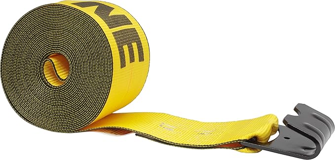 Mytee Products Kinedyne Winch Straps 4" x 30' Gold Heavy Duty Tie Down w/Flat Hooks WLL# 5400 lbs | 4 Inch Cargo Control for Flatbed Truck Utility Trailer (4 Pack)
