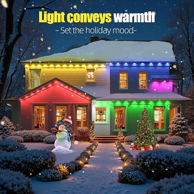100ft Permanent Outdoor Lights for House, Christmas Lights Outdoor, RGB+IC IP67 Waterproof Smart LED Lights with App/Remote Control for Christmas, Thanksgiving, Halloween, Holiday Decor, Daily, Party