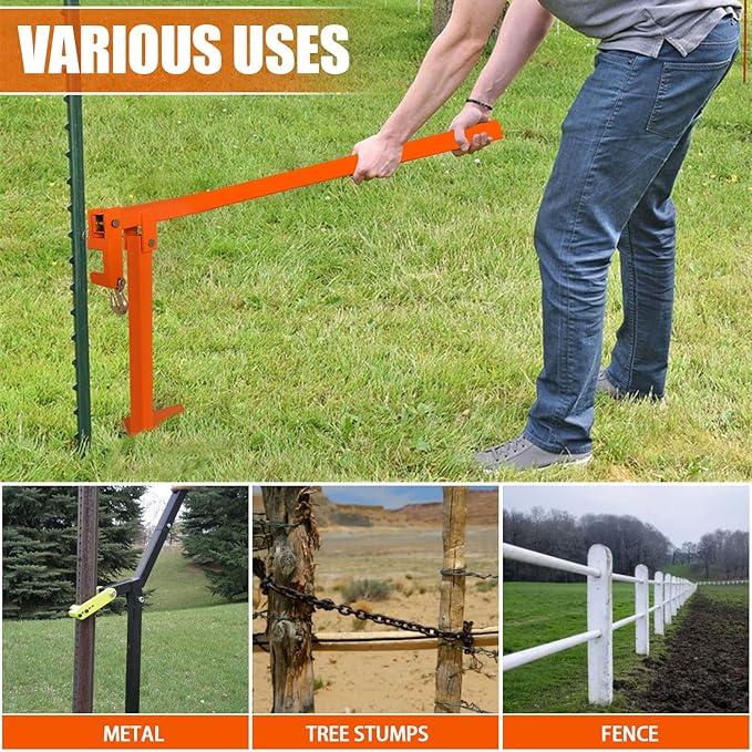 T-Post Puller, Fence Post Puller - Post Puller of Remove T-Posts, Wooden Fence Posts, Cement Plugs, or Small Tree Stumps