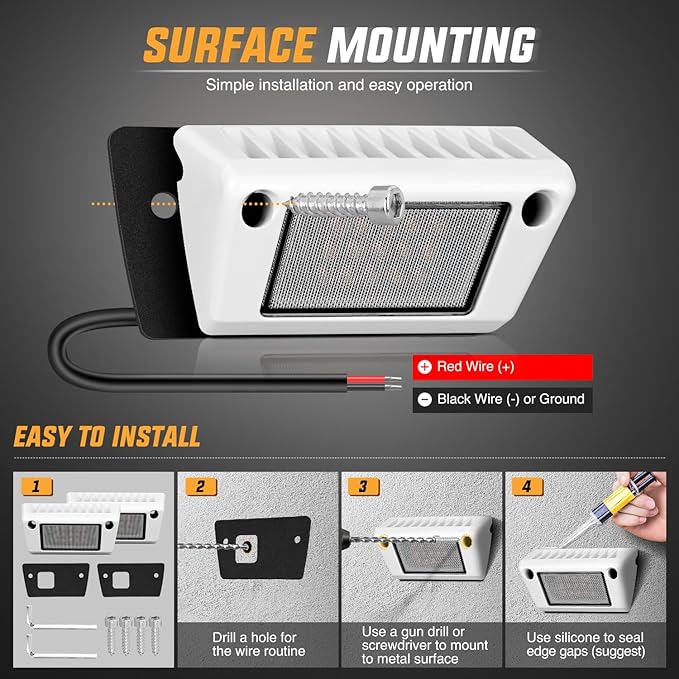 Nilight RV Exterior Light 2PCS 5 Inch Porch Lights Amber Beam 12V 24V LED Scene Cargo Lighting White Aluminum Housing for RVs Trailers Travel Campers 5th Wheels Motorhome SUV Truck