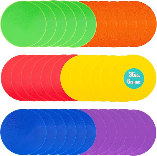 Spot Markers 9 Inch 6 Colors Anti-Slip Agility Floor Markers,Colorful Flat Field Gym Classroom Floor Spots Set for Indoor Outdoor Soccer Basketball Sports Speed Training and Drills