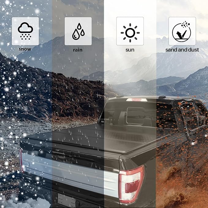 Perfit Liner 8 FT (96") Bed FRP Hard Tri-fold Tonneau Cover for 2015-2025 Ford F-150 Styleside/Fleetside Truck Cargo Topper Long Box (Not for Flareside/Stepside)