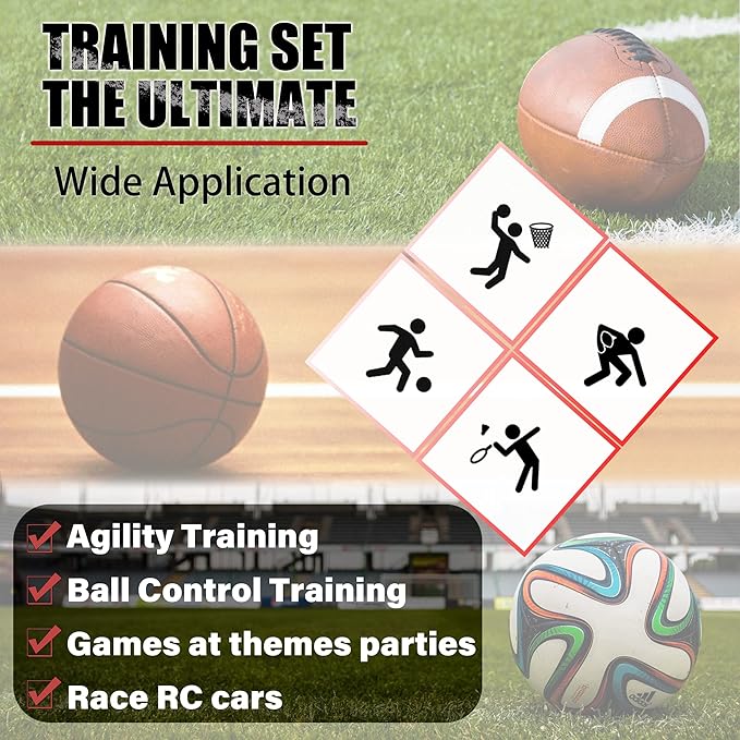 8 Pcs Sport Cones for Drills，9 Inch Agility Training Cones Sports with Carry Bag, Basketball Training Cones for Soccer Football Basketball Speed Grab Drills and Training
