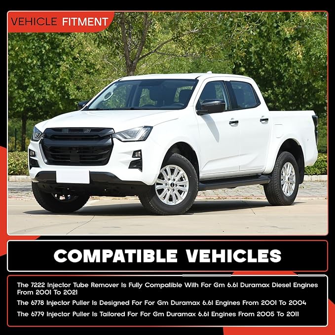 6778 Injector Puller & 6779 Injector Puller, 7222 Injector Tube Remover/Installer Tools for GM 6.6L Duramax Diesel,Compatible with GM Duramax Injector Repair Tool Kit,Replace J-44639,J-4659,J-45910