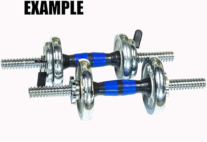 Threaded Dumbbell Blue Durable Rubber Handles/Adjustable Dumbbell Bar Handles 32/35/40cm(12.6/14.2/15.7Inch) - Fit 1 inch Standard Weight Plate Weightlifting Accessories - Sold in Pair