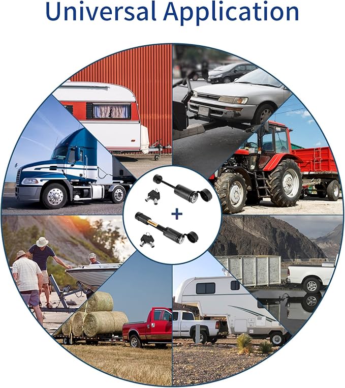 METOWARE Keyed Alike Trailer Hitch Receiver & Coupler Lock Kit fits Class III IV Receiver 5/8" Dia Pin Lock, 1/4” Dia 2-1/2" Trailer Coupler Lock for Latch-Type Couplers Latch-Type Couplers