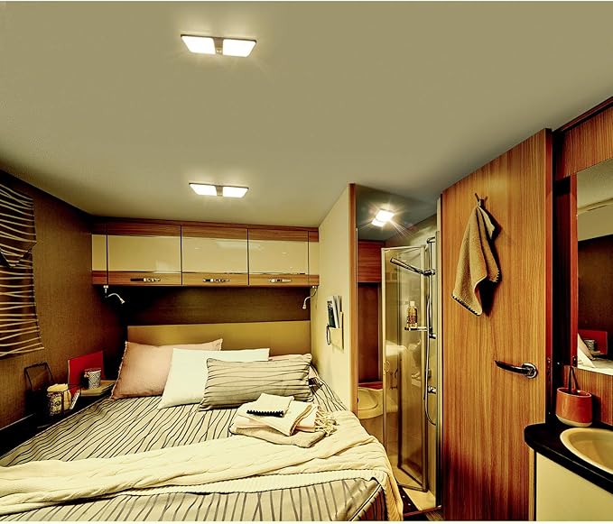 BlueFire 1 Pack Upgraded Super Bright DC 12V Led RV Ceiling Double Dome Light RV Interior Lighting with ON/Off Switch for Trailer Camper Car RV Boat (Warm White - 1PCS)